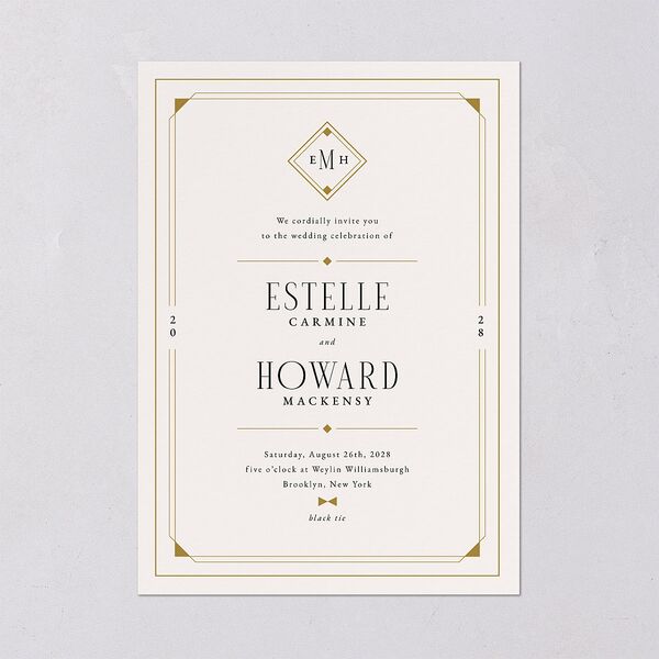 Old Hollywood Glam Wedding Invitations Champagne Signature Blank No Standard