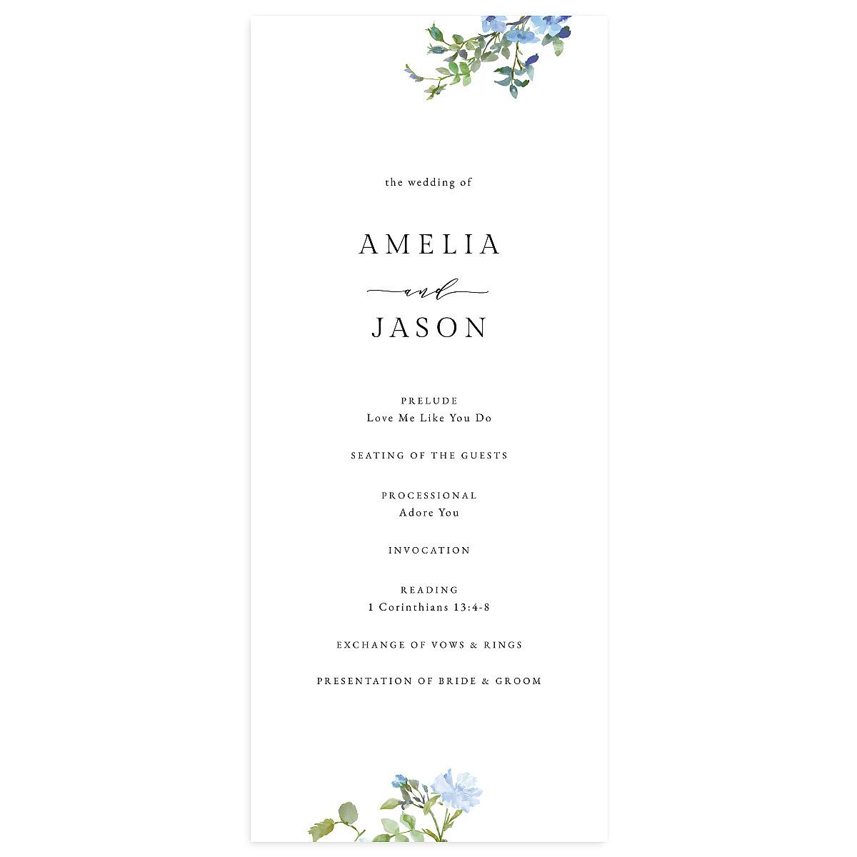 Minimal Floral Wedding Programs