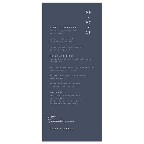 Modern Photograph Menus Moody Blue Signature