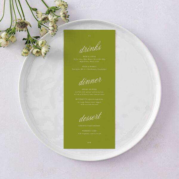 We're Getting Married Menus Deep Olive Signature