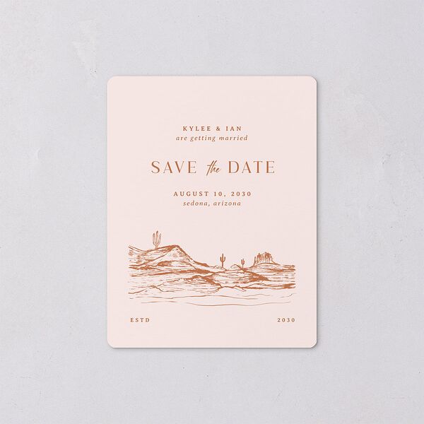 Western Desert Cactus Save The Date Magnets Terracotta Magnet Paper