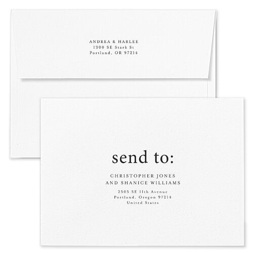 Timeless Photo Trio Save The Date Card Envelopes White Linen Both Recipient and Return Addresses Signature Standard