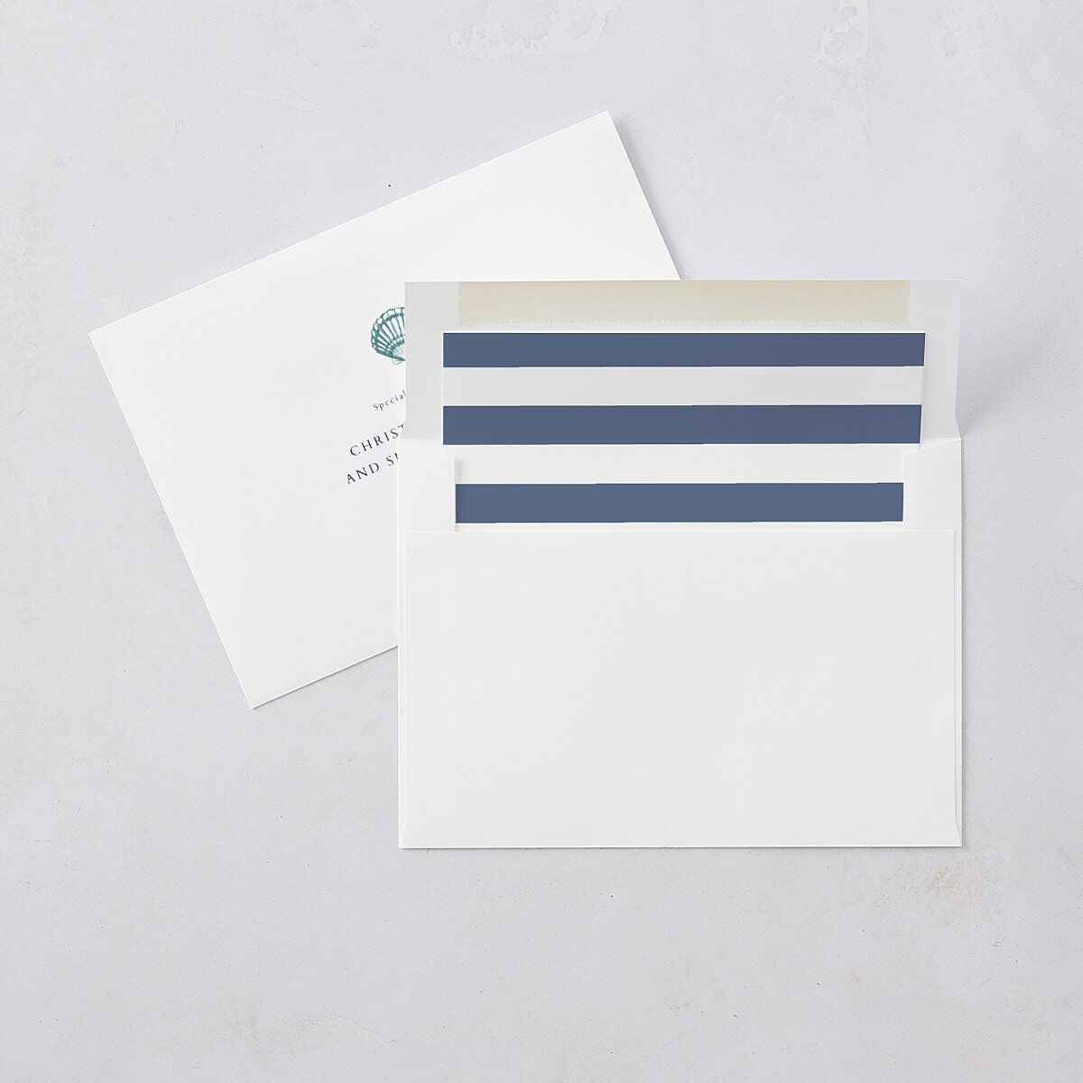 Classic Shell Wedding Invitations Gold Royal Blue Signature Blank No Standard