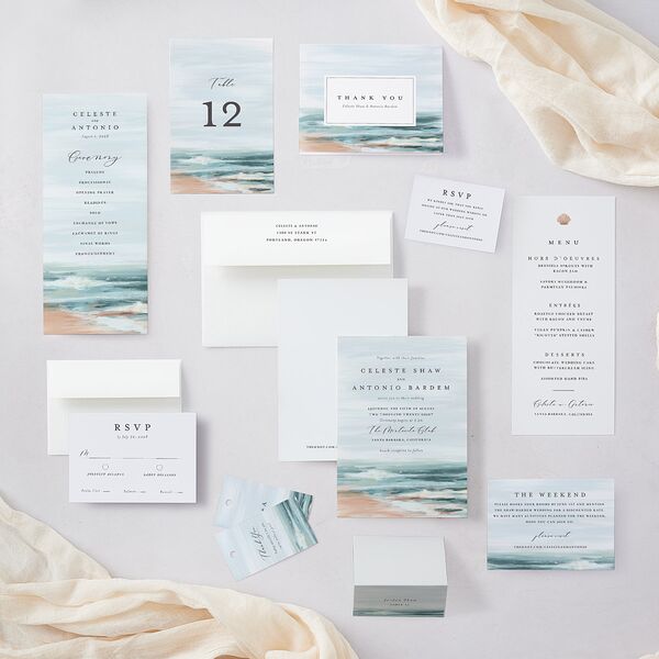 Painted Beach Wedding Response Cards Dusty Blue Signature Standard