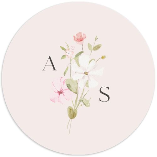 Wildflower Photo Wedding Stickers Peony Circle