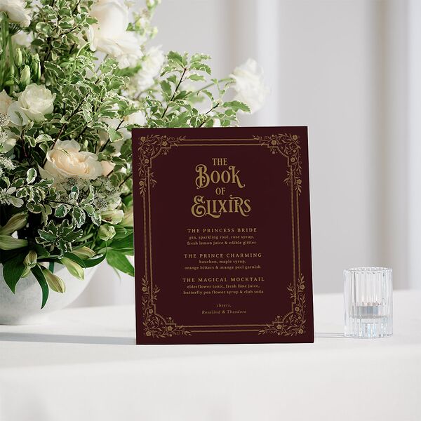 Vintage Storybook Bended Tabletop Sign X-small Merlot Standard Plastic XS Tabletop Table