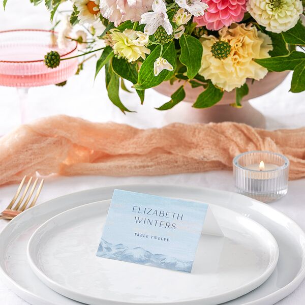 Scenic Denver Colorado Place Cards Pastel Blue Signature
