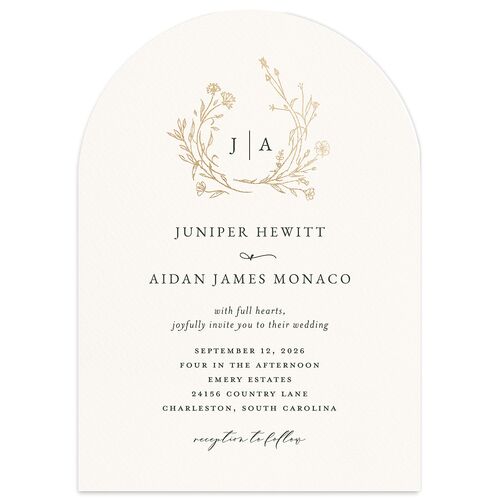 Gilded Monogram Wedding Invitations Gold Dark Camo Signature Blank No Arch