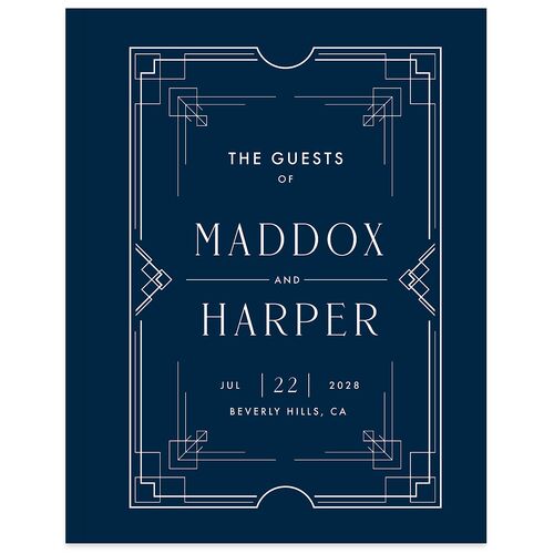 Vintage Hollywood Wedding Guest Book Navy