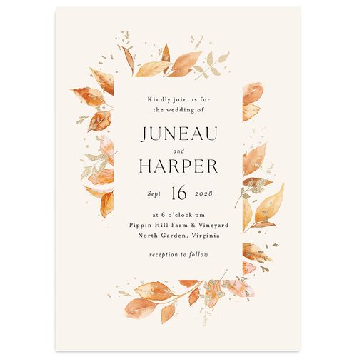 Autumn Frame Wedding Invitations Gold Raw Sienna Signature Blank No Standard