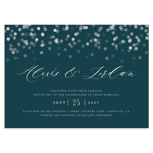 Elegant Glow Wedding Invitations Ink Blue Signature Blank No Standard