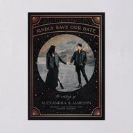 Written In The Stars Save The Date Cards Rose Gold Midnight Signature smooth Blank No