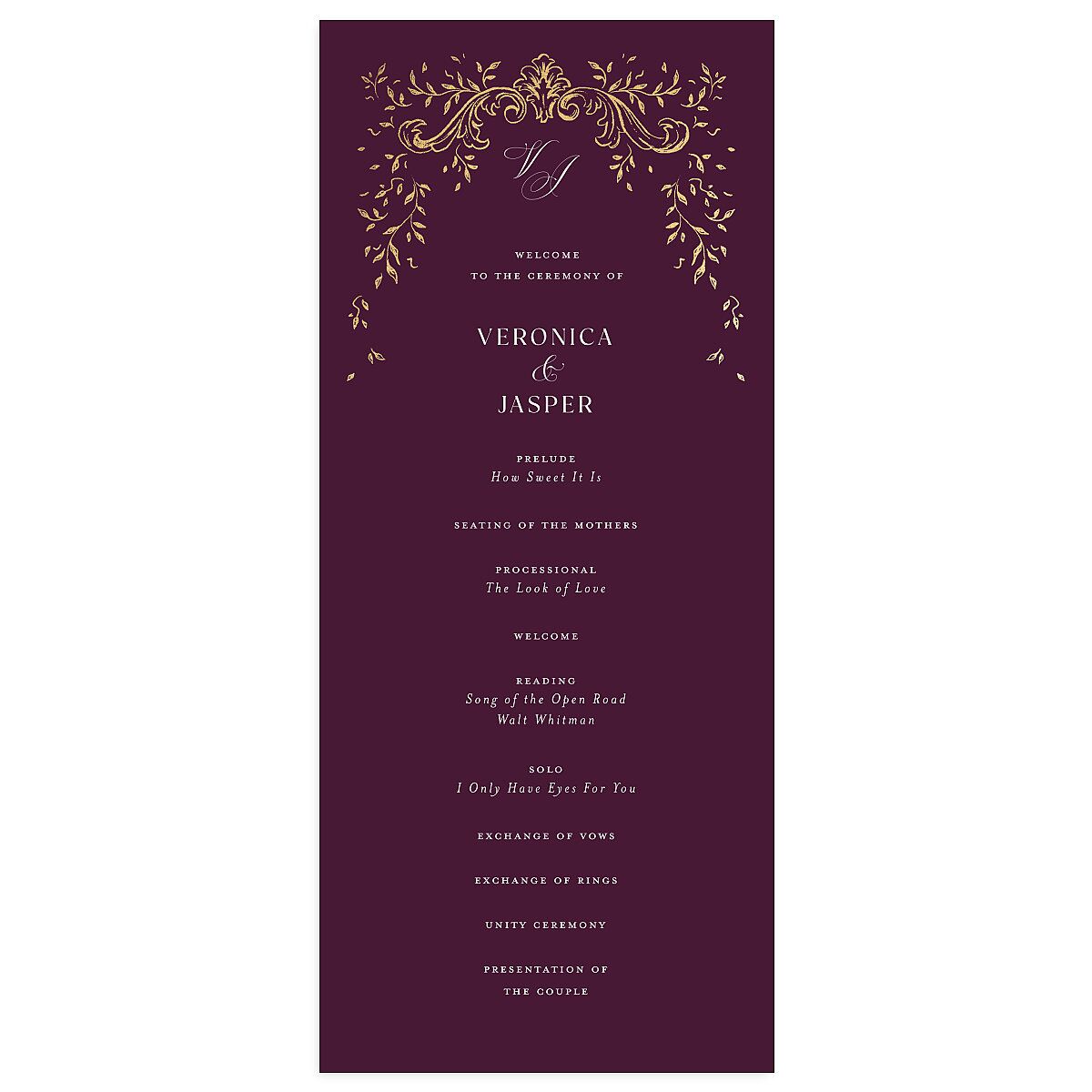 Formal Opulent Frame Wedding Programs