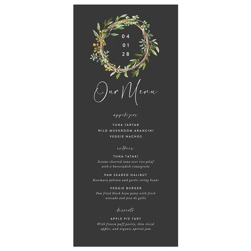 Rustic Arch Menus Charcoal Signature