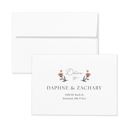 Flora Garden Border Response Card Envelopes Moody Blue White Return Address Signature Standard