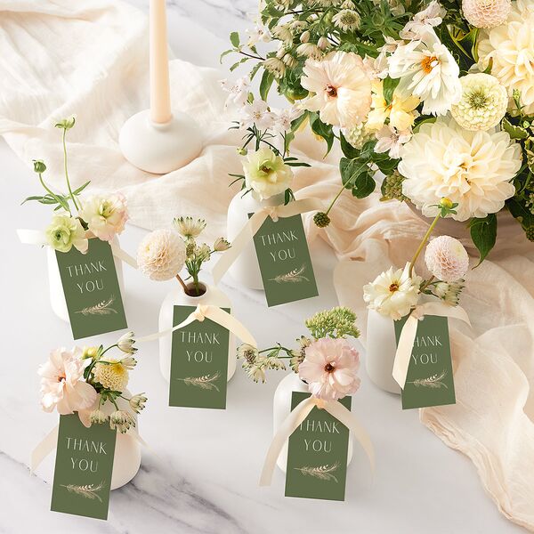 Regal Pampas Favor Gift Tags Gold Deep Olive Signature