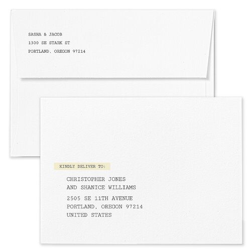 Editorial Label Maker Wedding Invitation Envelopes White Daffodil Both Recipient and Return Addresses Standard Signature