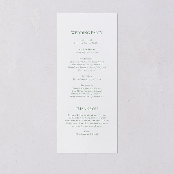Vintage Bow Wedding Programs Jewel Green Signature