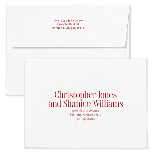 Simply Happy Holiday Card Envelopes Ruby White Both Recipient and Return Addresses Standard Signature