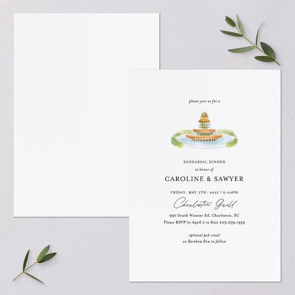 Charming Charleston Rehearsal Dinner Invitations Pure White Signature Blank