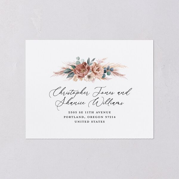 Pampas and Eucalyptus Floral All-in-One Wedding Invitations Desert Rose Signature Light Both Recipient and Return Addresses No