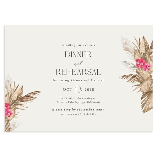 Bohemian Altar Rehearsal Dinner Invitations Rose Pink Signature Blank Standard
