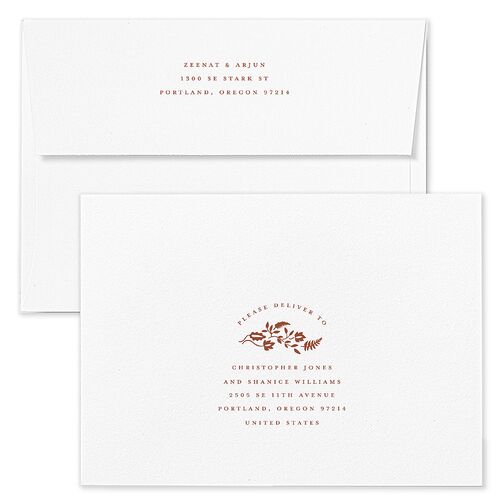 Rustic Kingdom Save The Date Card Envelopes White Copper Both Recipient and Return Addresses Signature Standard