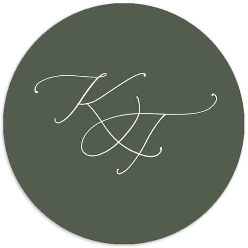 Romantic Photo Wedding Stickers Hunter Green Circle