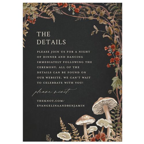 Mushroom Garden Fairytale Wedding Event Detail Cards Midnight Signature Standard