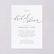 Romantic Calligraphy Bridal Shower Invitations Silver Signature Blank Standard