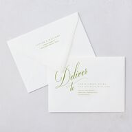 Modern Wedding Of Calligraphy Wedding Invitation Euro Envelopes White Chartreuse Both Recipient and Return Addresses Luxe Signature