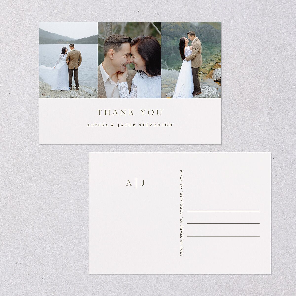 Timeless Triptych Photo Series Thank You Postcards Champagne