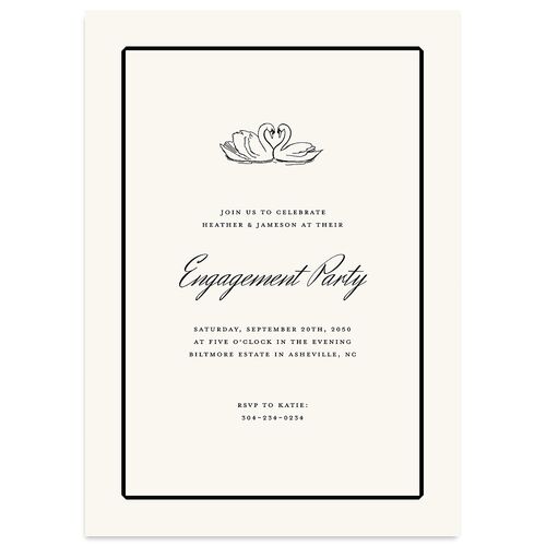 Elegant Swans Engagement Party Invitations Ivory Signature Blank Standard
