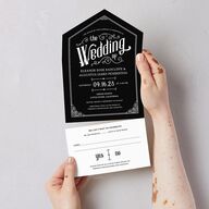 Western Gothic All-in-One Wedding Invitations Licorice Signature Light Both Recipient and Return Addresses No