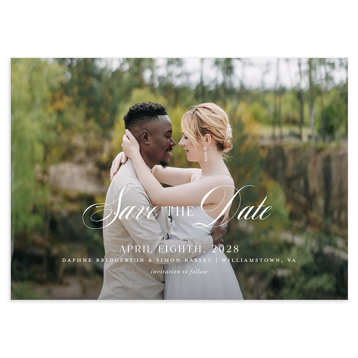Formal Wisteria Garden Crest Save the Date Cards by Bridgerton
