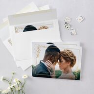 Nouveau Frame Foil Save The Date Cards Gold Dark Camo Signature smooth Blank No Standard