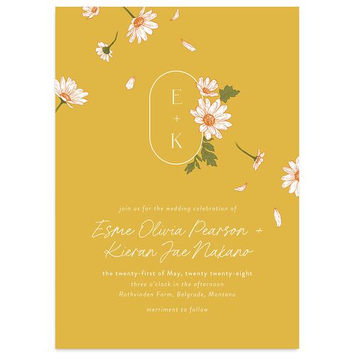 Monogram Daisies Wedding Invitations Sunflower Signature Blank No Standard