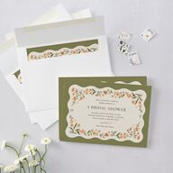Flora Garden Border Bridal Shower Invitations Olive Signature Blank