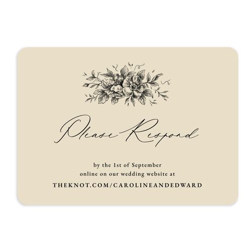 Antique Victorian Botanical URL RSVP Cards Sand Signature Rounded