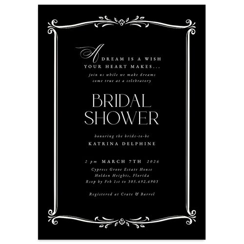Once Upon a Time Bridal Shower Invitations Licorice Signature Blank Standard