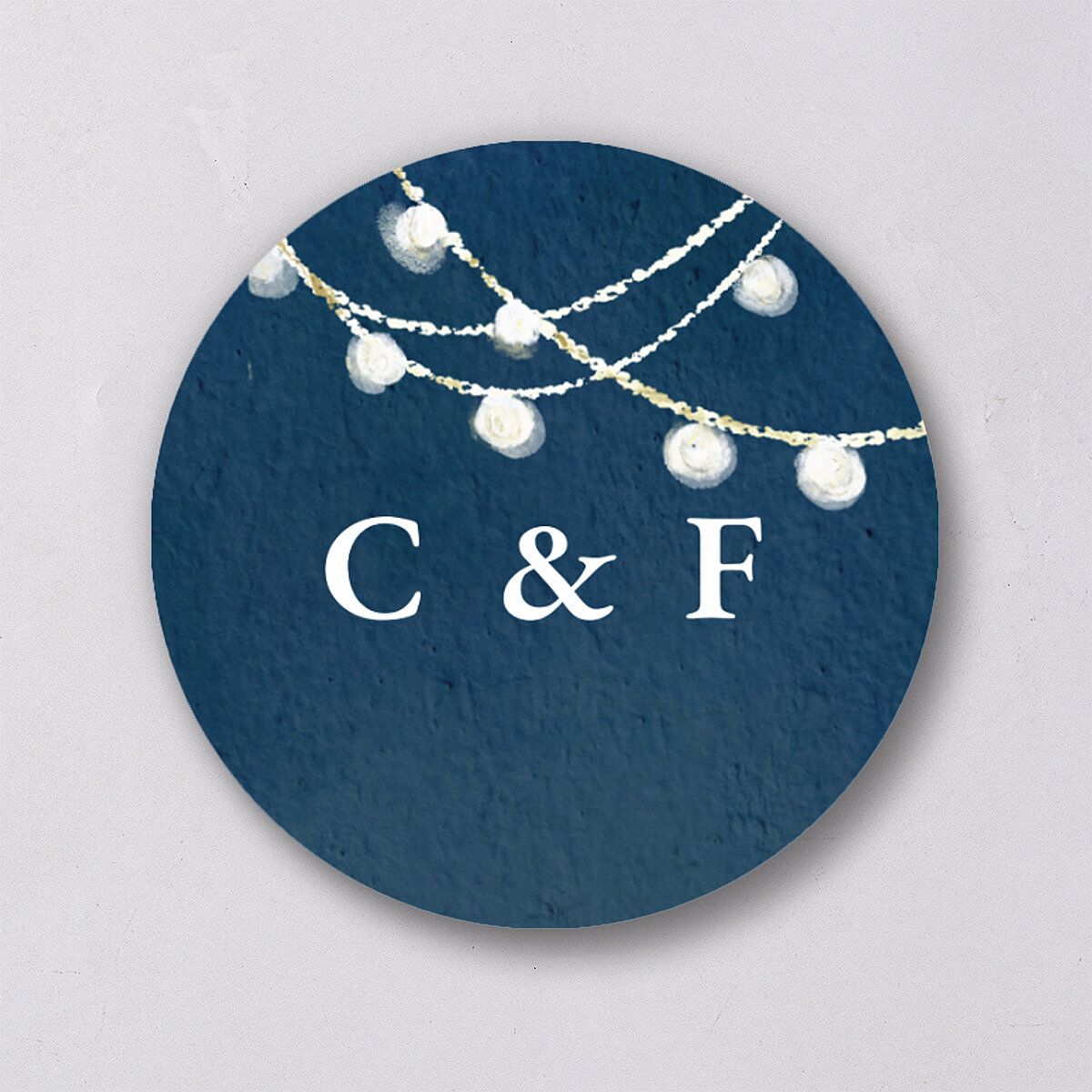 Illuminated Trees Wedding Stickers Moody Blue Circle