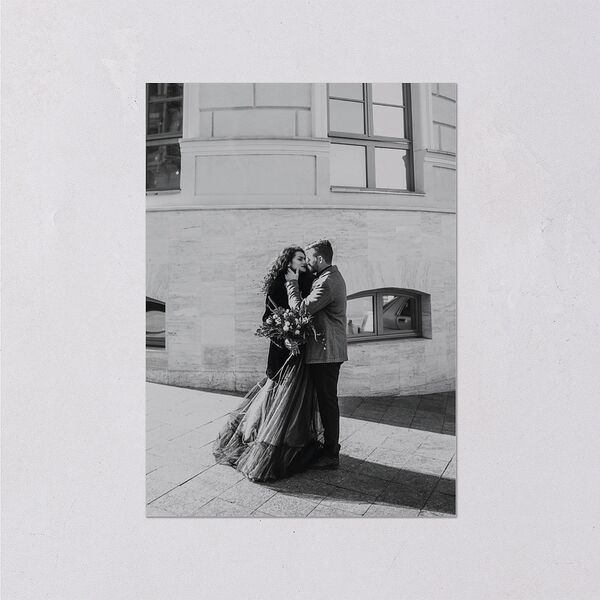 Polished Photo Foil Wedding Attire Cards Pure White Gold Signature Standard