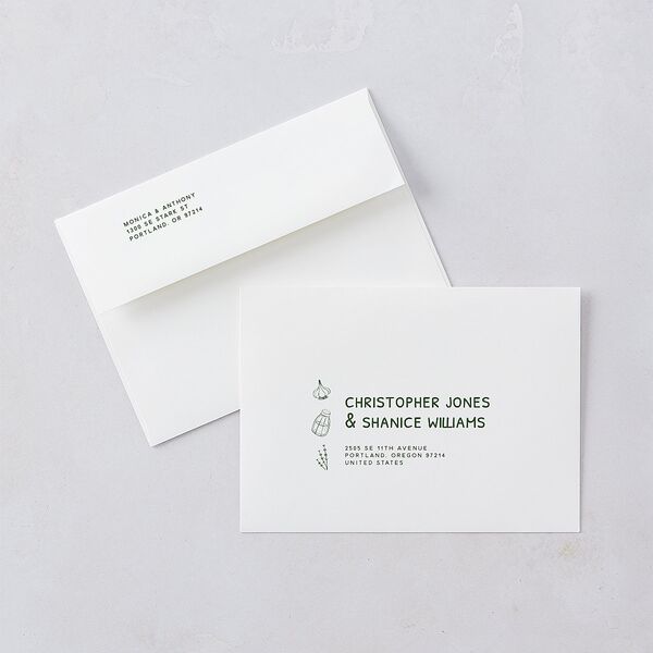 Hand Drawn Recipe Save the Date Cards Dark Camo Signature smooth Blank No Standard