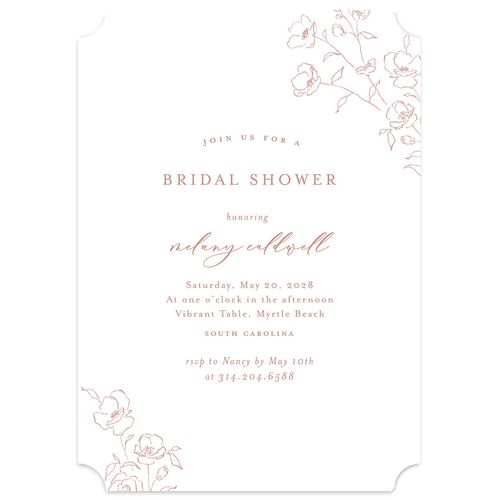 Floral Adornment Bridal Shower Invitations Dusty Rose Signature Blank Ticket