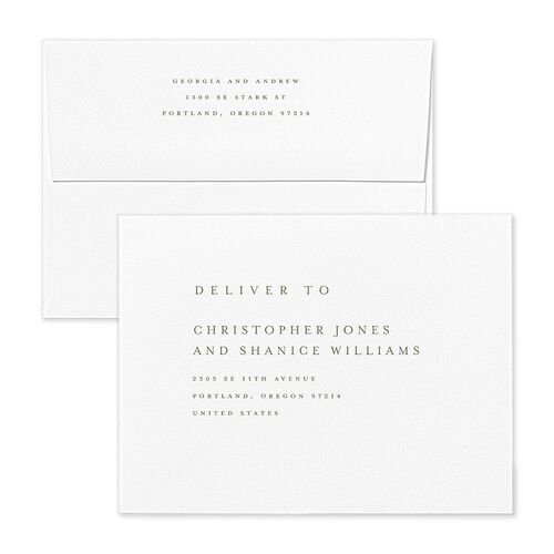 Elegant Date Save the Date Petite Card Envelopes Moss Kraft Return Address Signature Standard