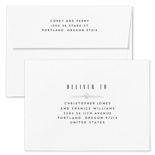 Diamond Deco Wedding Invitation Envelopes Rose Pure White Return Address Standard Signature