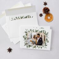 Holiday Eucalyptus Holiday Cards Pure White Signature Blank Landscape Standard