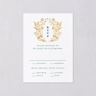 Rustic Kingdom Wedding Response Cards Gold Dark Green Signature