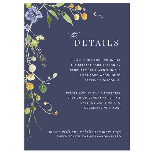 Delicate Wildflower Wedding Enclosure Cards Moody Blue Signature Standard