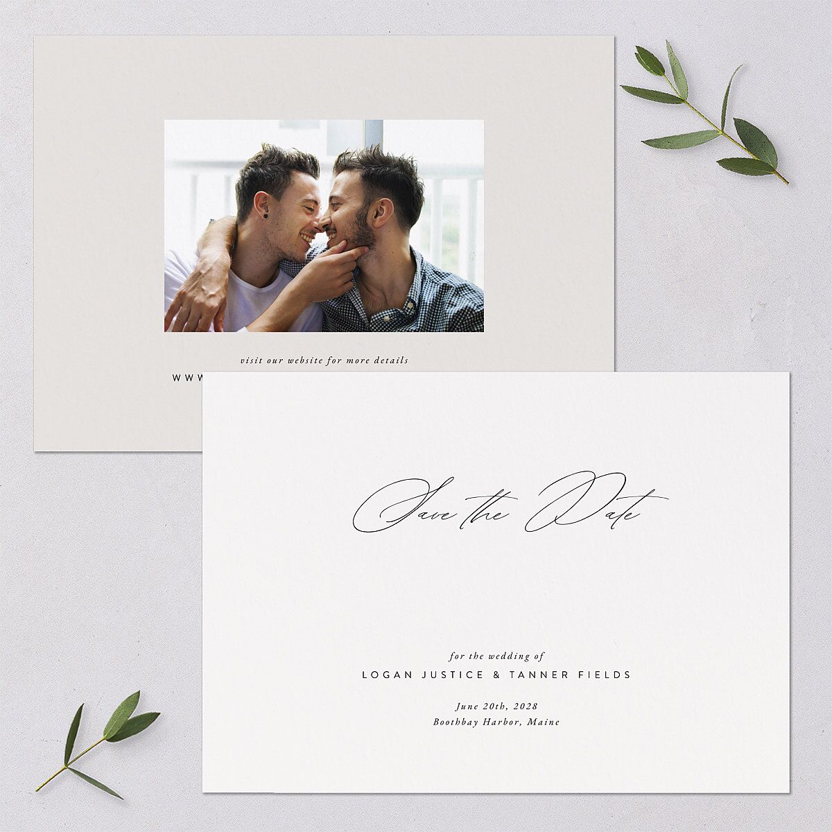 Romantic Minimal Save The Date Cards Snow Signature smooth Blank No